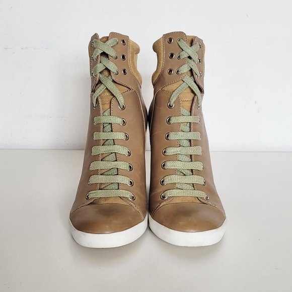 See by Chloé Gondola Leather Lace-up Wedge Sneaker Ankle Shoes - Size 37.5 - Picture 2 of 13